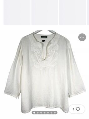 Lauren Ralph Lauren Women’s Cream Embroidered V-Neck Top X-Large